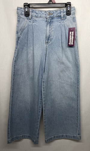 WEEKEND ACADEMY Girls Plated Denim Medium Wash Wide Leg Jeans, NWT - Picture 5 of 12