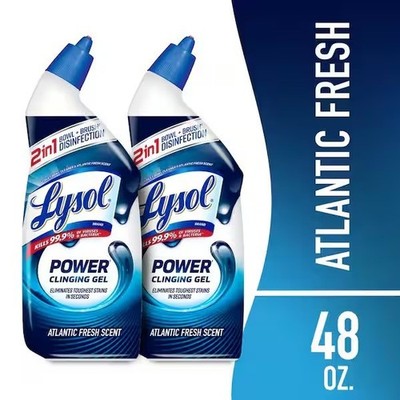 Lysol Power Toilet Bowl Cleaner 24oz 2-Pack   Atlantic Fresh Scent, 48oz Total
