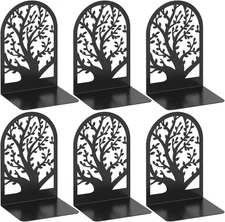 Bookends Shelves Tree Style Bookends 3 Pairs Tree Metal Book Ends, Book Holder 