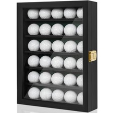 Golf Ball Display Case, Solid Wood Golf Ball Holder, Wall Mounted Golf Ball R...