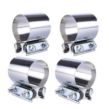 4pcs 2.5 Butt Joint Exhaust Band Clamp Muffler Sleeve Coupler Stainless Steel