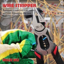 Heavy Duty 5 in 1 Multifunctional Electrician Pliers, Wire Cutter, Stripper, ...