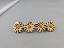 Daisy Flower Hair Metal Barrette Clasp Clip Enamel Vintage 3.5"
