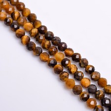 100 Natural Tiger Eye Gemstone Round Faceted Beads 3 mm Strand 12.5" AB-242