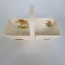 Aynsley Edwardian Garden Rectangular Handled Ceramic Basket 6"L×3.5"W×3.5"T