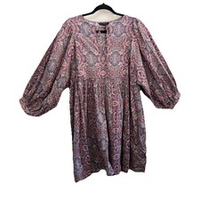Banana Republic Paisley Boho Mini Dress Ballon Sleeve Women Medium