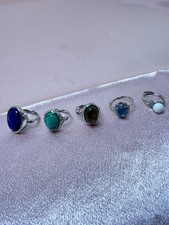 Copper Adjustable Ring With Genuine Crystals Set 5 