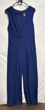 Vince Camuto Jumpsuit Sleeveless Indigo Blue Wide Leg Stretch Romper Size Medium