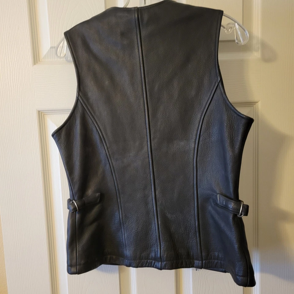 Vintage Black Tannery West Women's Leather Vest Zip - Size S - Image 2 of 4