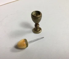 Victorian Figural Egg Cup Bodkin Stiletto Sewing Guide Punch