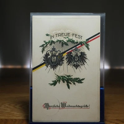 Feldpost II. Marine Division WWI In Treue Fest Weihnachten 1914 Litho gel. AK - Bild 1 von 4
