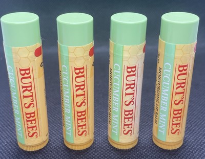 Burt's Bees Cucumber Mint Lip Balm Moisturizing 100% Natural 4 Pack