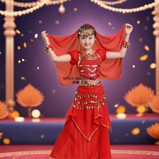 Headdress Dance Costumes Set Princess Dress BellyDance Sparkling India Clothing