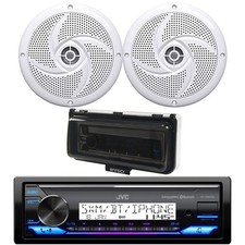 JVC Single DIN Bluetooth Marine Receiver, 2x 5.25" 180W Speakers, Cover White 