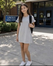 POLO RALPH LAUREN HEATHER GREY GIRLS SHIFT DRESS - SIZE L 12-14 - EUC