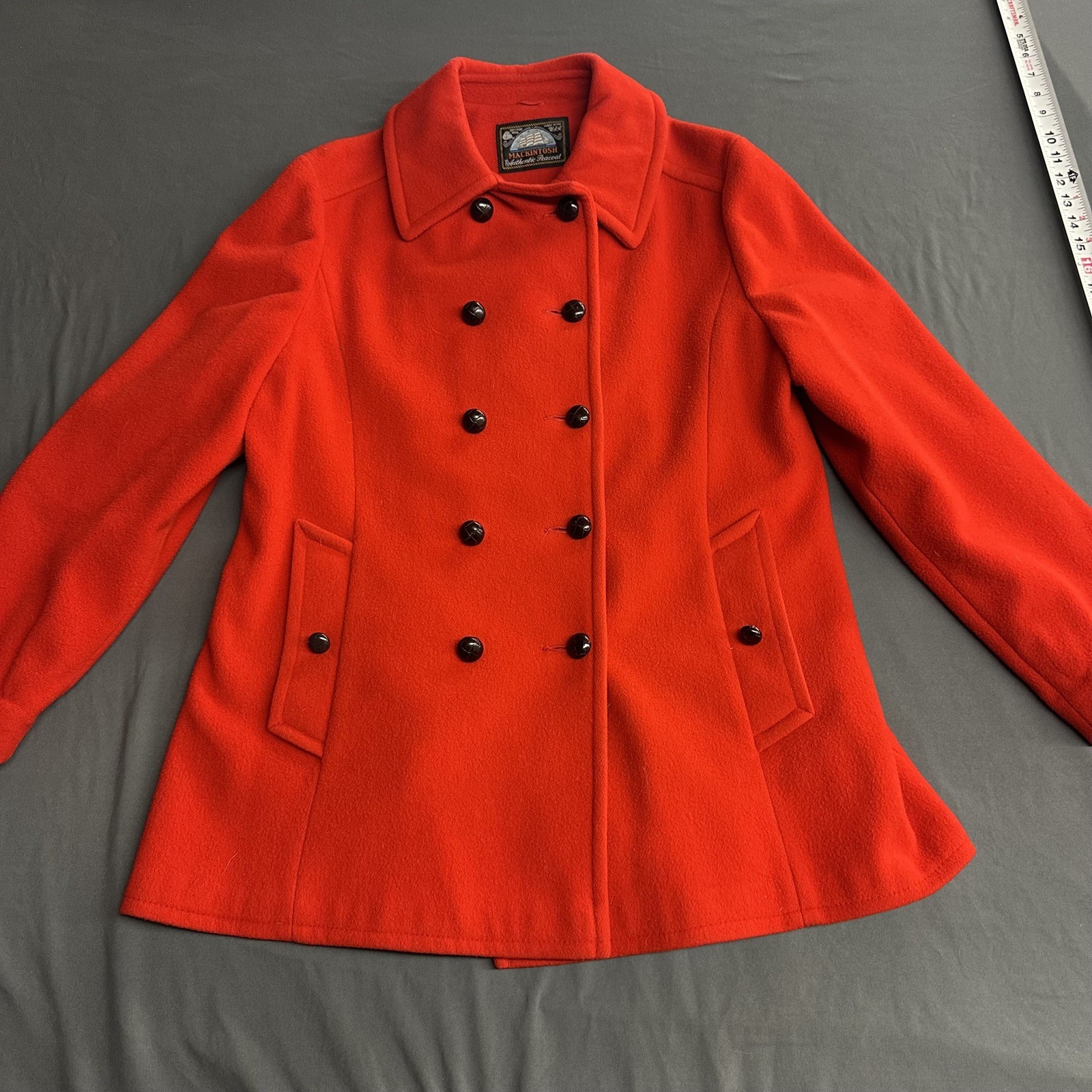 Vtg Mackintosh Peacoat Women Medium* Red Double Breasted 100% Wool Made USA