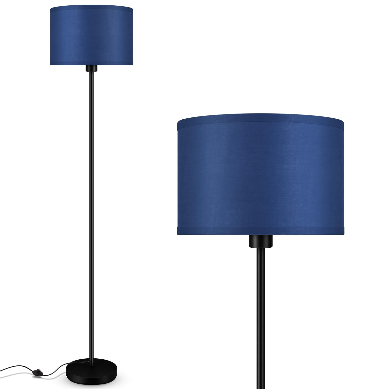 Modern Blue Floor Lamp with Shade for Living Room or Bedroom