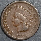 1882 1C INDIAN HEAD BRONZE CENT KM# 90a Grade:  VG A7206