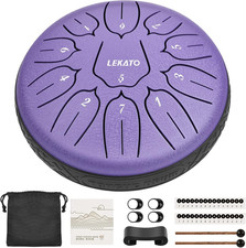 LEKATO Steel Tongue Drum 6 Inch 11 Note, D Key Handpan Rain Drum for outside Gar