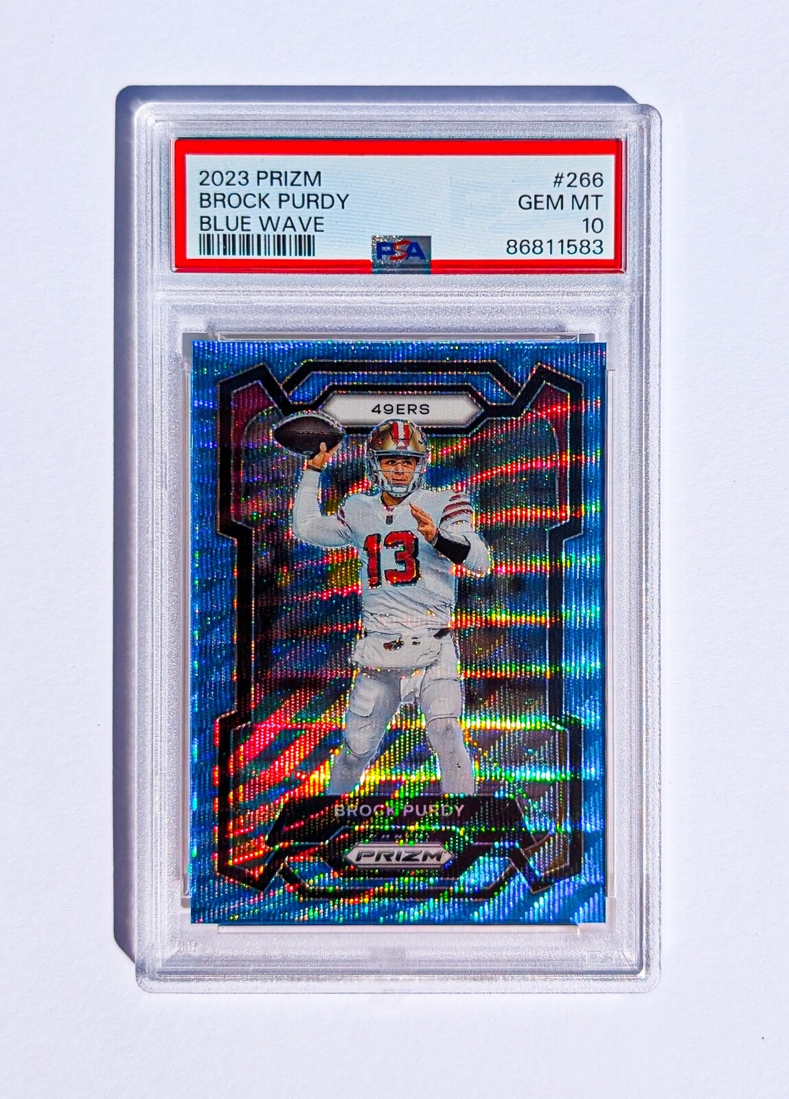 2023 Brock Purdy PSA 10 Blue Wave Prizm /199 San Francisco 49ERS Panini #266