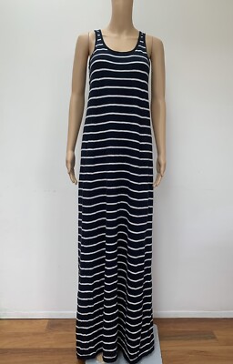 cotton racerback maxi dress Vince black white striped knit sleeveless long S with a slight flare 1004 Color:Other Blue Hoodie Dress | Formal dress