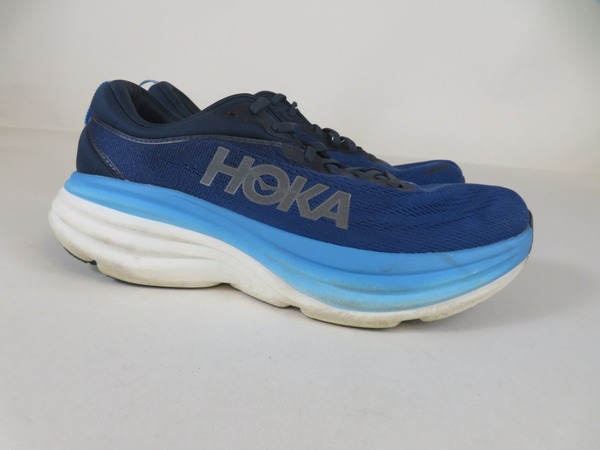 Hoka One One Bondi 8 Running Shoes Mens Size 11 Blue Pink Yellow 1123202 Hoka One One Mens Bondi 8 1123202 BWHT Black Running Shoes  main image 4