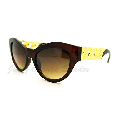 Womens Fashion Sunglasses Designer Chain Frame Oval Cateye UV 400