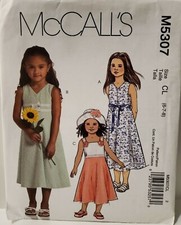 McCALL'S 5307 Sewing Pattern Girl's Dresses Size  6 to 8 UNCUT