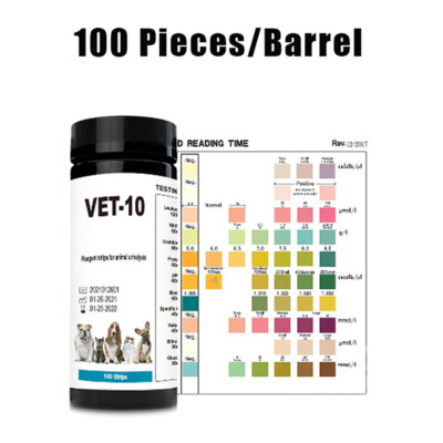 100PCS 10-Parameter Cat & Dog Urine Test Strips Cat & Dog UTI Test Kit Reag Y4