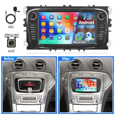 LEEKOOLUU Für Ford Focus Mondeo MK4 C/S-Max Autoradio Android 13.0 GPS Navi WIFI + Kamera