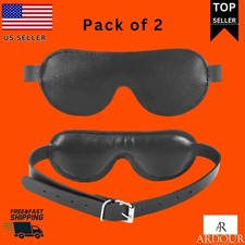 2-Pack Black Leather Padded Adjustable BDSM Eye Masks Soft  Comfortable Bonda