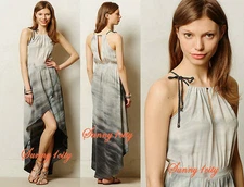 NWT M L Anthropologie Dip-Dyed Tulip Silk Dress By Gyps 05, High-Low Adorable