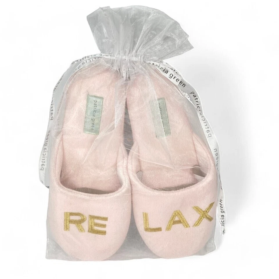 Patricia Green Relax Slide Slippers, Size XL (10), Pink w Gold, Plush Velour - Image 2 of 4
