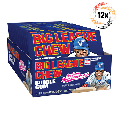 Full Box 12x Packs | Big League Chew Blue Raspberry Flavor Bubble Gum | 2.12oz |