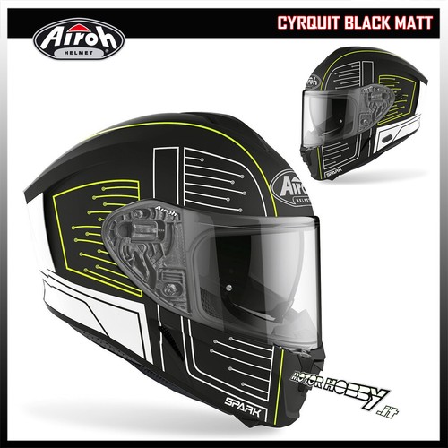 CASCO INTEGRALE MOTO AIROH SPARK CYRQUIT BLACK MATT CON VISIERINO PARASOLE  2021 | eBay