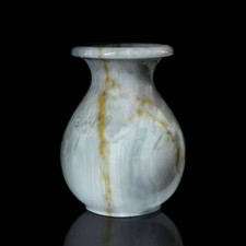 Vaso Scultura in Onice Azzurro Classic Onyx Table Vase Art Interior Design H17cm