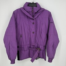 Purple Ski Jacket Roffe Ski Wear Sonata Sz 12 Vintage Puffy Coat Belted Waist