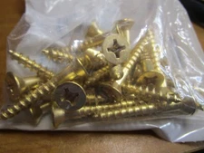 (25) #12-11 x 1-1/2" Flat Head Phillips Sharp Pt Plain Finish Brass Wood Screws