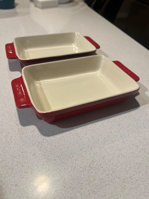 2 Staub Au Gratin Red Rectangular 6 x 4.5 Mini Bakeware Dishes France