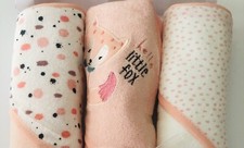 Little Fox Baby Pink 3-Piece Hooded Bath Terry Towel Set