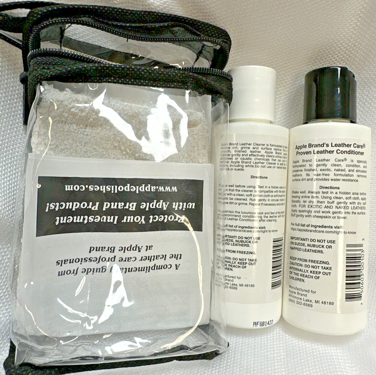 Apple Brand Leather Care Kit 4 oz Cleaner & 4 oz Conditioner +