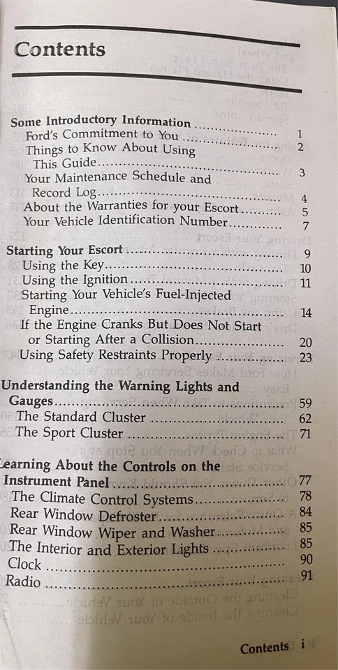 Manual Del Propietario Del Ford Escort 1990 Guía De Instrucciones - Imagen 2 de 4