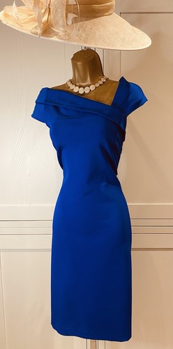 Reiss UK 14 Colbalt Blue Stretchy Bodycon Sleeveless Knee Length Occasion Dress - Picture 5 of 24