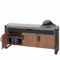 Bank HWC-A27, Kommode Sitzbank, 53X110X30Cm 3D-Struktur, Wildeiche-Optik