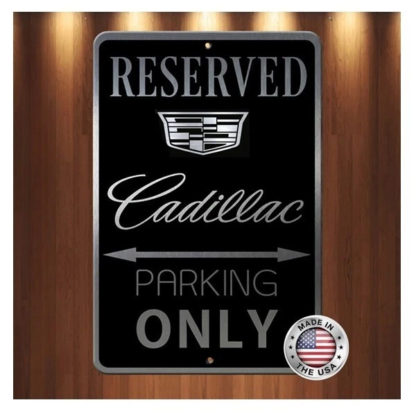 Cadillac Black on Brushed etched Aluminum Parking only Sign 8" x 12" LOOK! - Picture 5 of 5