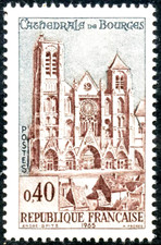 TIMBRE FRANCE 1965 N° 1453 ** CATHEDRALE DE BOURGES (pa)