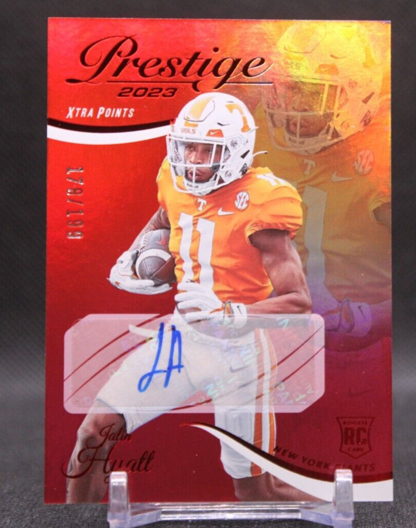 Jalin Hyatt 2023 Prestige Xtra Points #345 Red #'d/199 Auto NY GIANTS
