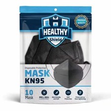 Healthy Shield Black KN95 Protective 5 Layer Face Mask BFE 95 Disposable 1000PC