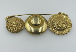 Authentic Miriam Haskell Vintage Gold Plated Ornate Safety Pin Brooch