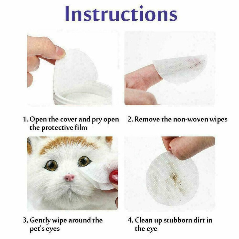 130X Wipes Wet Pet Eye Dog Cat Tear Stain Remover Cleaning CS E7G3 TOP